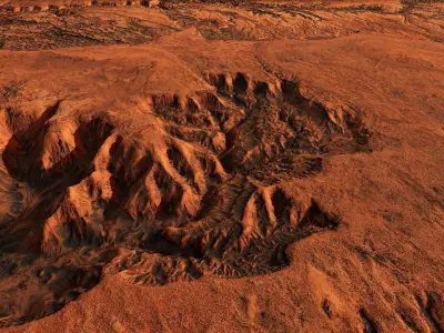 Mars Planet Landscape Desert Terrain Valley 10x10km PBR 02 Low-poly 3D model