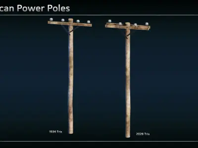 American Energy Poles Low-poly 3D model