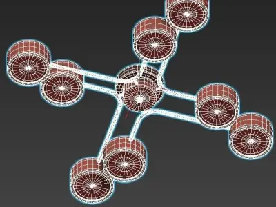 dahlia brass ceiling light with six lights 3D model