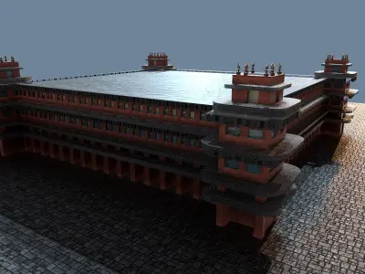 Modular Steampunk Building Low-poly 3D model
