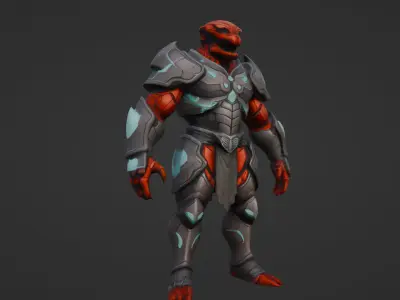 Armored Alien Warrior  Sci-Fi 3D Character Low-poly 3D model