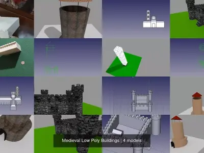 Medieval Low Poly Buildings 3D Model Pack