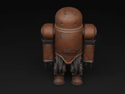 Old Robot humanoid A2 - rigged Low-poly 3D model