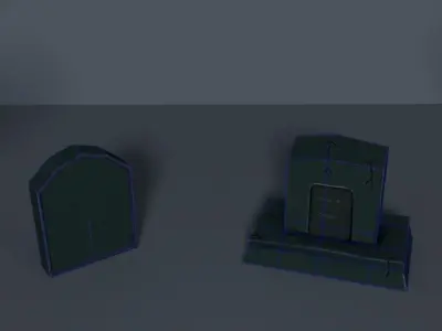 Tombstone game ready set of gravestones Low-poly 3D model