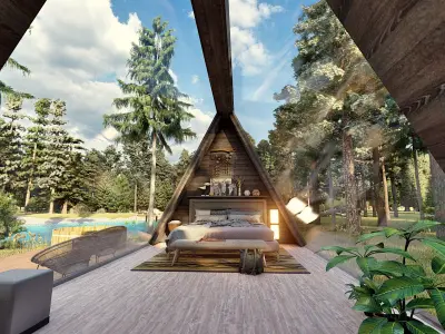 kiara - a frame glamping hut Low-poly 3D model