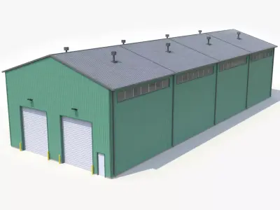 Green Industrial Building 27 PBR Low-poly 3D model