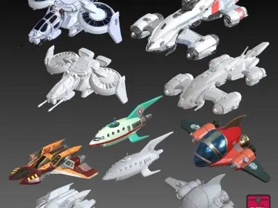 20 Unique Spacecraft Models STL File 3D print model