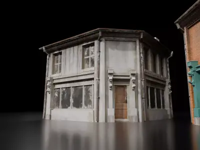 Old Town Shop Buildings  Game Ready Modular Assets  Low-poly 3D model