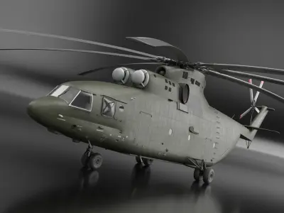  Extra Large Military Cargo Helicopter Green Rigged 