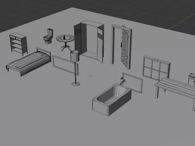 Props pack - mid-poly low-poly game-ready models Low-poly 3D model