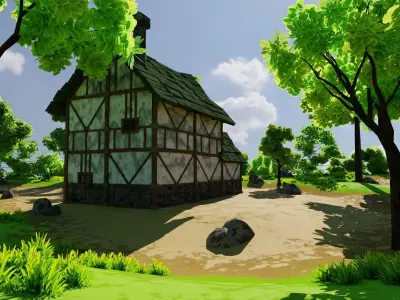 Medieval House 5 With Environment Low-poly 3D model