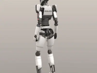 Police Bot LP Rigged Low-poly 3D model