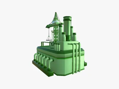 SciFi Factory A06 Green - Sci Fi Exterior Design Low-poly 3D model