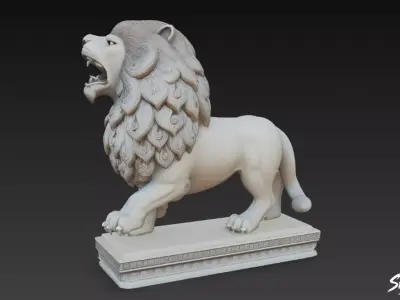 Lion Statue V37 Low-poly 3D model