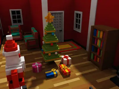 Voxel Christmas Pack Low-poly 3D model