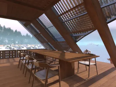 Modern Tropical Beachfront Villa 3D Model Low-poly 3D model