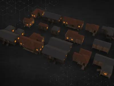 Village Wood House Pack 3D model