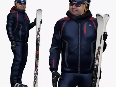 001201 smiling skiman skies in hand 3dp 3D print model