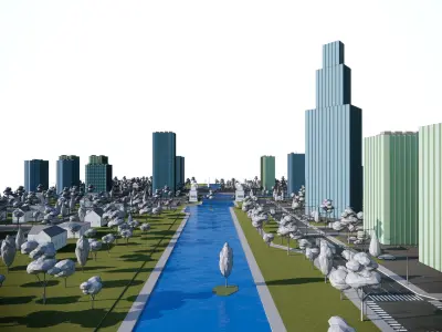 Simple Poly Urban Downtown - Low Poly Assets Low-poly 3D model