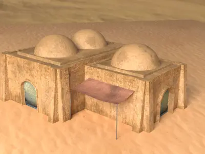 Tatooine Buildings Low-poly 3D model