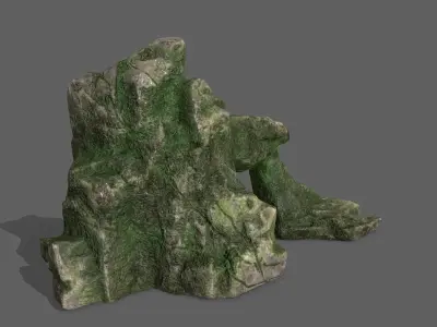 Rock Set with grass Low-poly 3D model