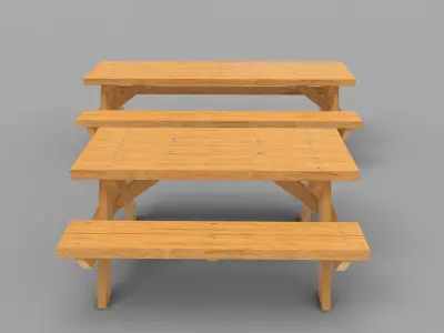 Picnic Benches with Tablecloth - Two Sizes 3D model