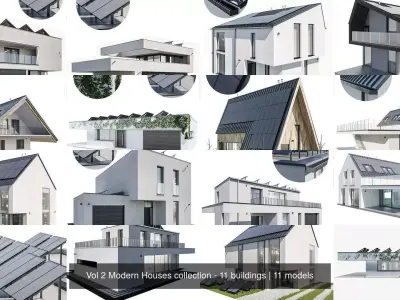 Vol 2 Modern Houses collection - 11 different houses 3D Model Pack