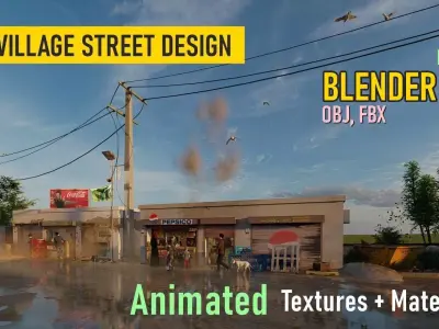 Village Streets Low-poly 3D model