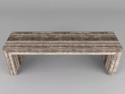 Wooden bench 3D model 5