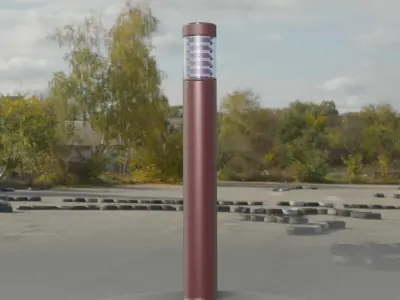 Dark Red Light-Column -16- Street-Light 9 Low-poly 3D model