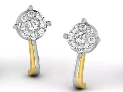 Gold Diamond Women Earring 3D print Model 3D print model 136