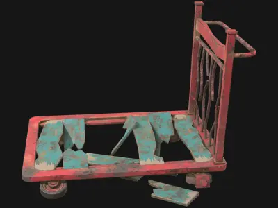 Broken Cart Low-poly 3D model