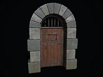 Medieval Dungeon Door Low-poly 3D model