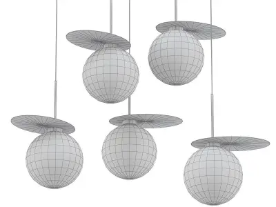 umbra four glass pendant lights hanging from ceiling 3D model