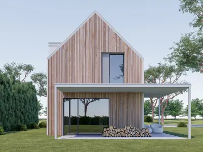 Family House 26 - Created with fully parametric Revit Families Low-poly 3D model