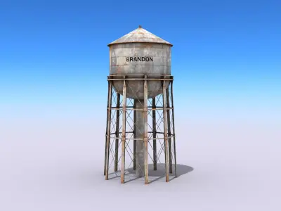 Water Tower Low-poly 3D model