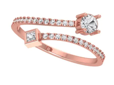 Solitaire Women Light Weight Princess Round Stone Band Ring 3D print model get
