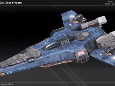 RSF Spaceship Vindictive Class Frigate Low-poly 3D model