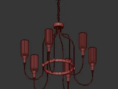 Cloyd brass chandelier with shades 3D model