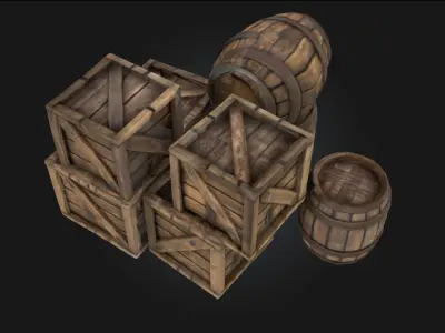 Barrels and Crates Collection  Classic Storage Props 3D model