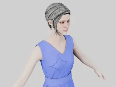 Dress 02 Very Light Blue Low-poly 3D model