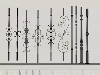 French railings French railings Column Stair guardrails 3D model