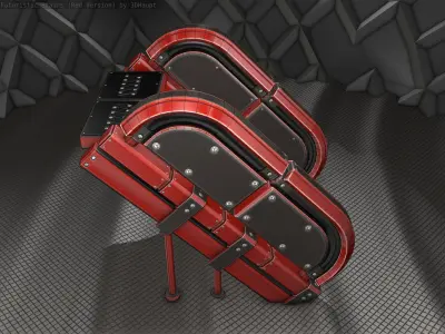Sci-Fi Stairs - 32 - Red Version Low-poly 3D model