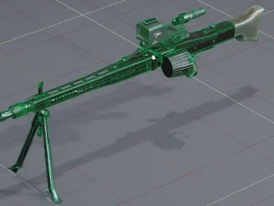 Modernized WW2 MG-42 BoneSaw Low-poly 3D model