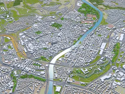 Ulm Germany 40km Low-poly 3D model
