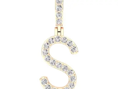 Alphabet S-letter single row pendant 3D print model