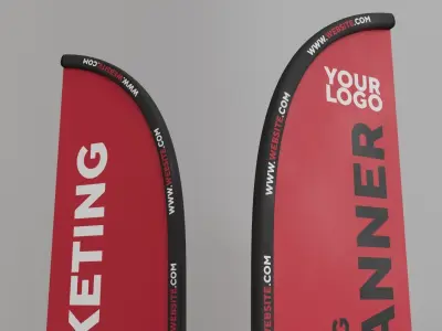 Marketing Flag Banner - Maya File - Blender File 3D model