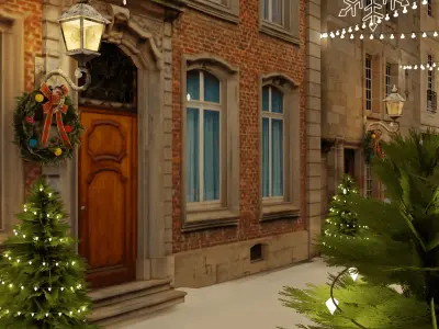 Christmas Street Blender Scene 3D model