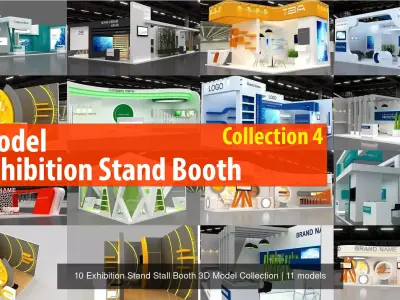 10 Exhibition Stand Stall Booth 3D Model Collection 4 3D Model Pack