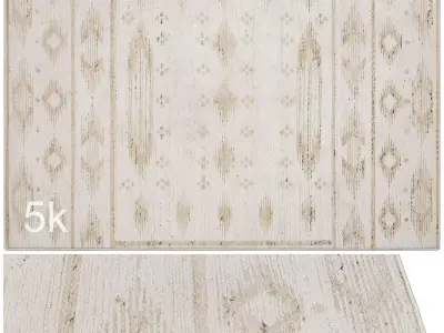 Carpet set 2233 - Hand Woven Ivory Rug - 5K 3D model